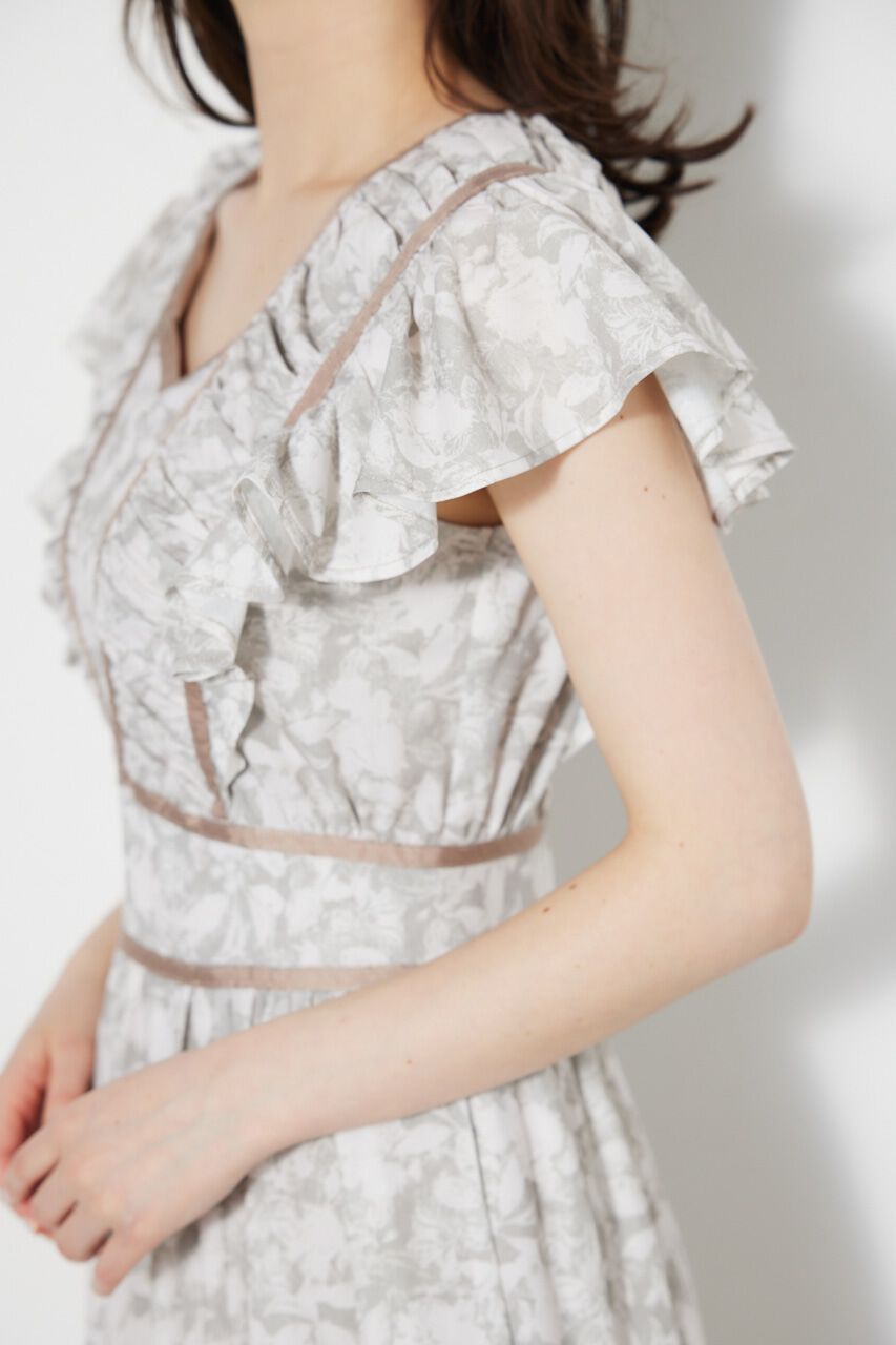 rienda「トリミングテープギャザーフレアOP」|ワンピース|