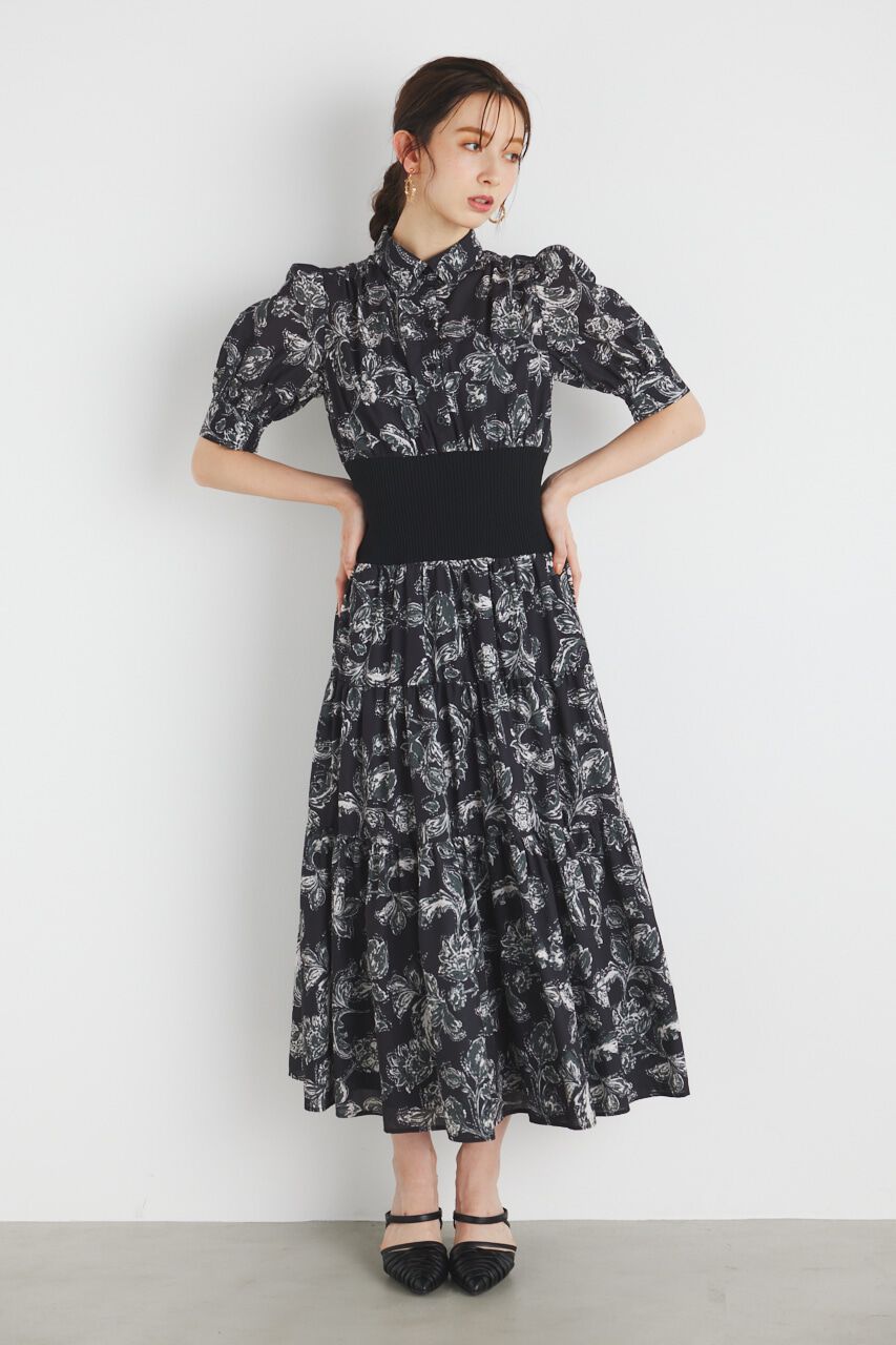 rienda「マルチパターンティアードSH OP」|ワンピース|柄BLK5