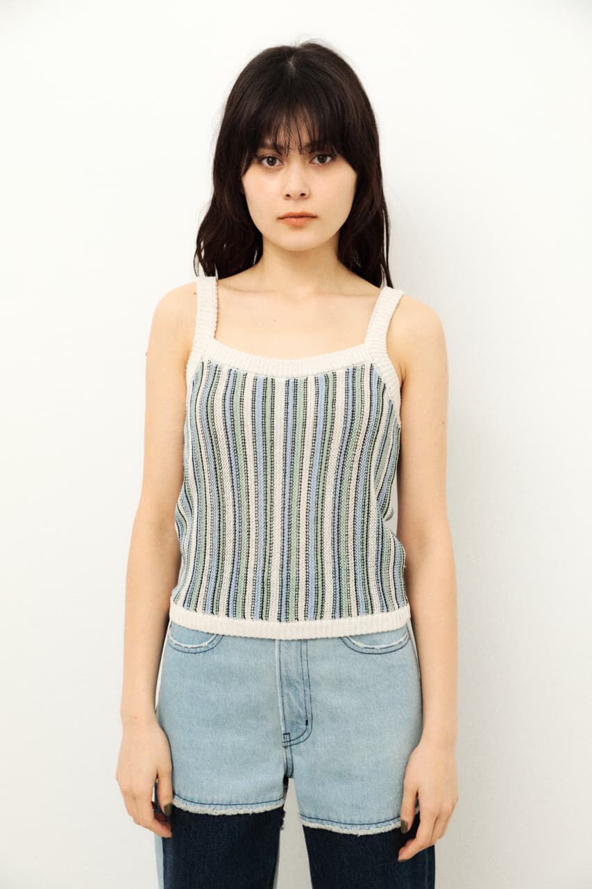 LAGUA GEM「MULTI STRIPE KNIT CAMI」|キャミソール|