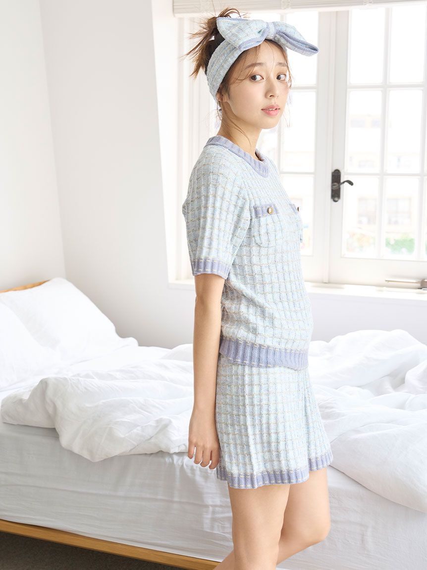 SNIDEL HOME「ラメニットツイードショートパンツ」|ルームウェア|