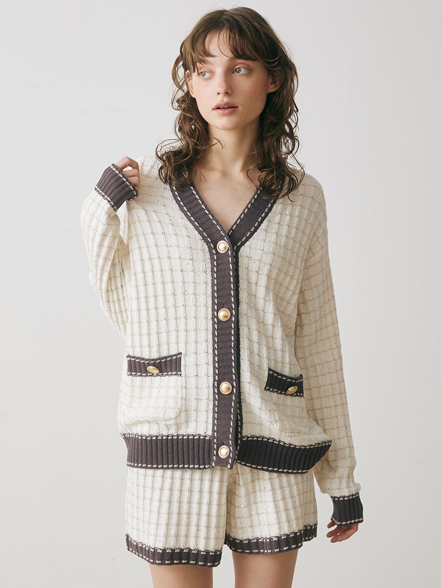 SNIDEL HOME「ラメニットツイードショートパンツ」|ルームウェア|