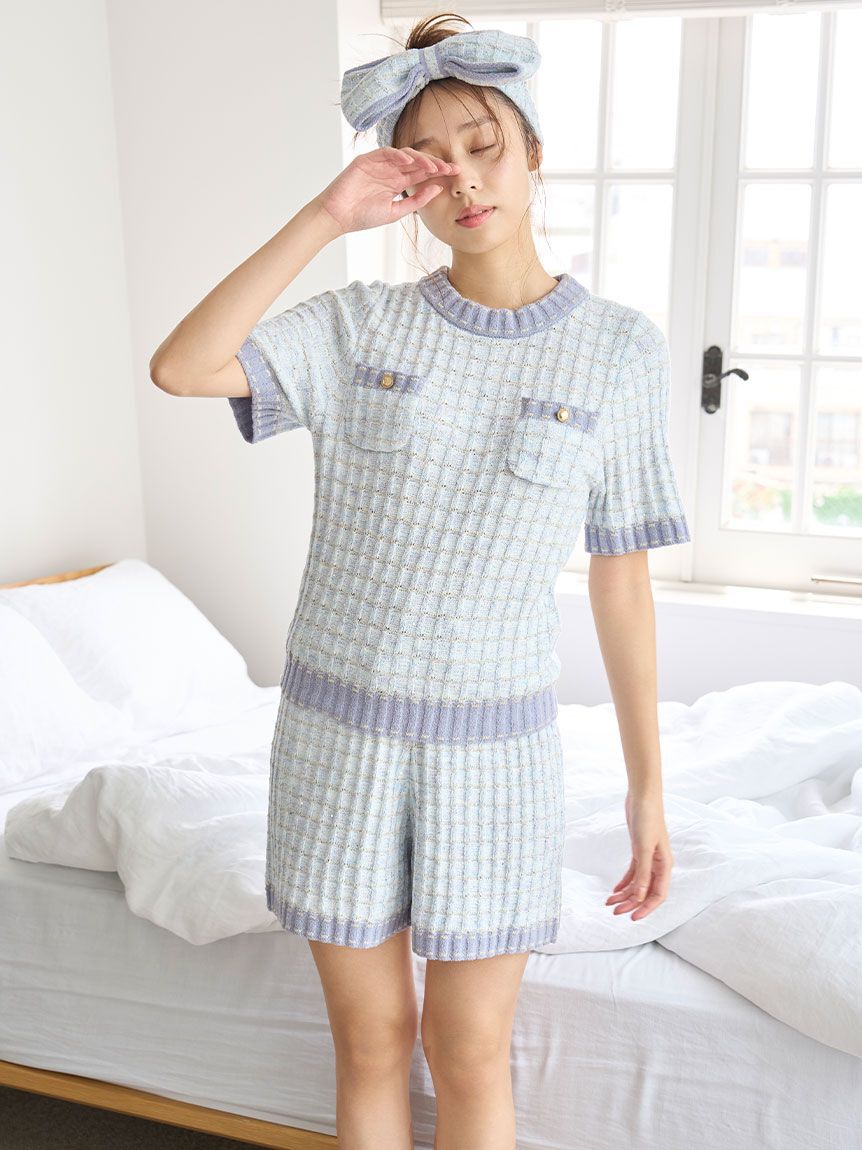 SNIDEL HOME「ラメニットツイードショートパンツ」|ルームウェア|LBLU