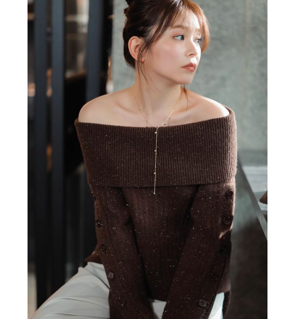 dazzlin「【久間田琳加コラボ】オフショルオーバーニットトップス」|ニット・セーター|