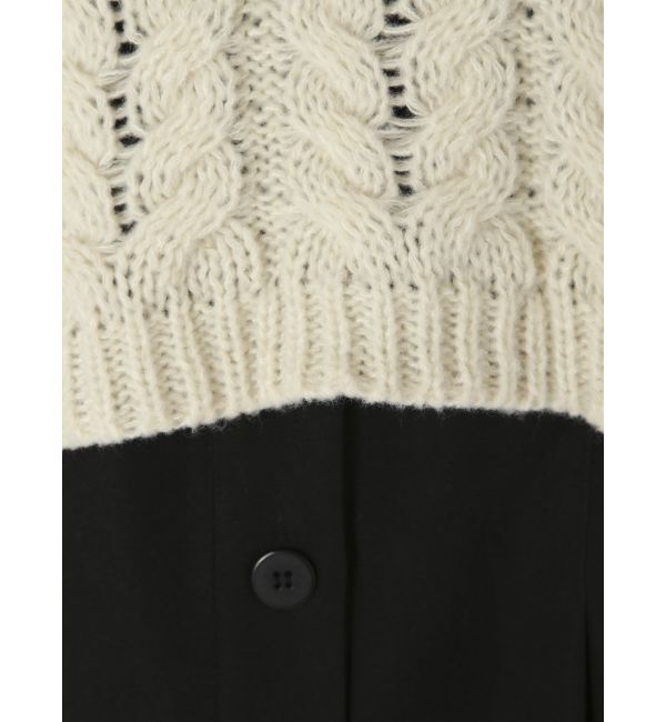 EMODA「ノーカラーシャツワンピース&times;タートルケーブルニットベスト」|ワンピース|