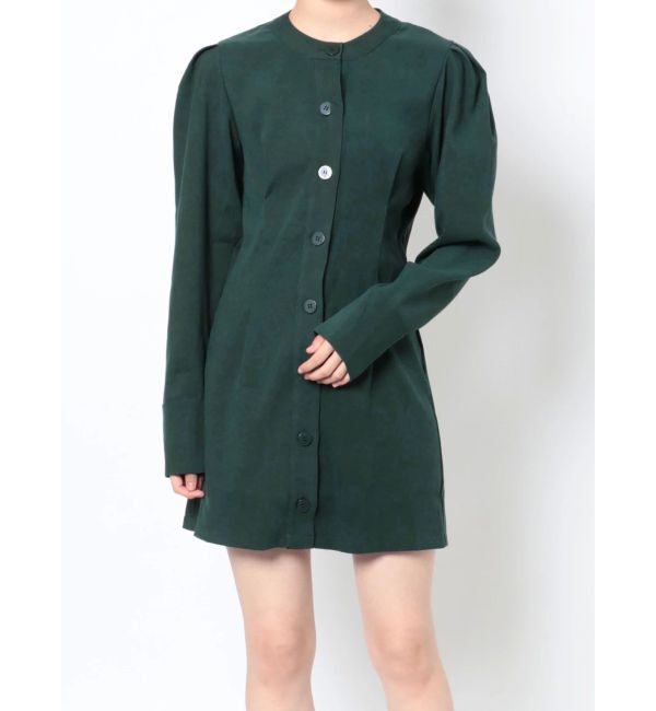 EMODA「ノーカラーシャツワンピース&times;タートルケーブルニットベスト」|ワンピース|