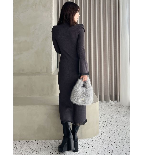 MERCURYDUO「シアーカットラメニットワンピース」|ワンピース|