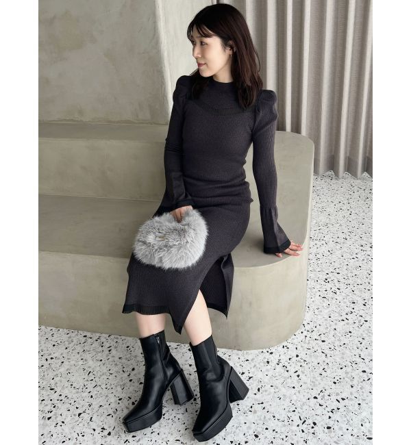 MERCURYDUO「シアーカットラメニットワンピース」|ワンピース|