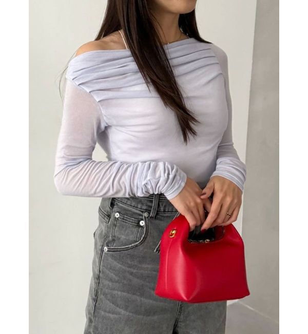 MERCURYDUO「【OUNNOUN】ドレープセミシアーオフショル2WAYカットソー」|Tシャツ・カットソー|