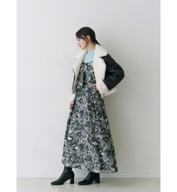 MERCURYDUO「ジャカードバックレースアップキャミワンピース」|ワンピース|