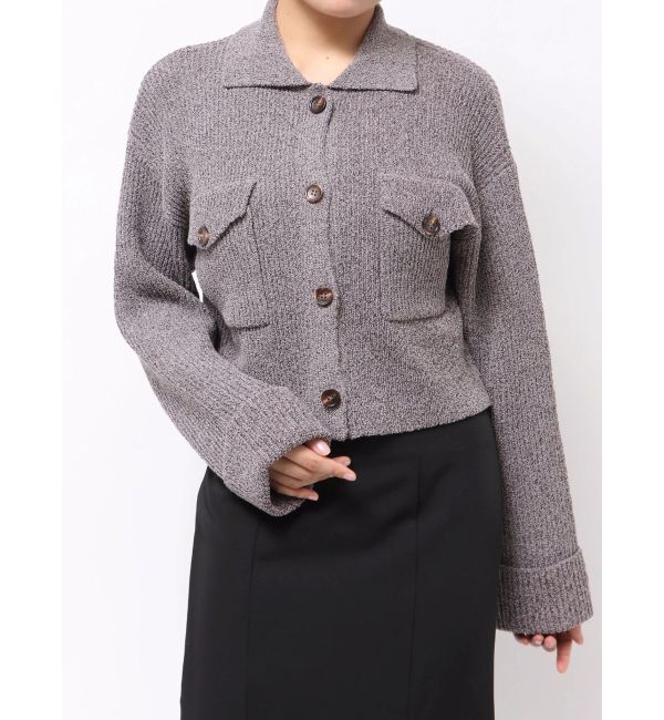 MERCURYDUO「CPOジャケット風ニットカーデ」|カーディガン|ブラウン