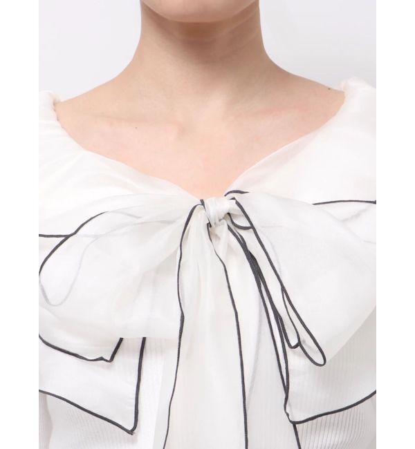 MERCURYDUO「異素材ラッフルリボンリブニット」|ニット・セーター|