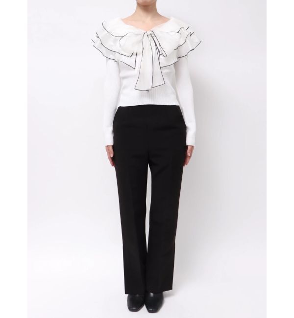 MERCURYDUO「異素材ラッフルリボンリブニット」|ニット・セーター|