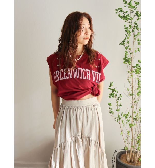 Ungrid「ショルダーリメイクロゴタンクトップ」|タンクトップ|ボルドー
