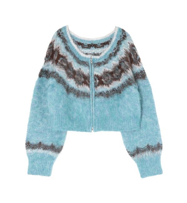 Ungrid「【WEB限定】求心柄ショートジップニット」|ニット・セーター|