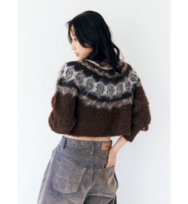 Ungrid「【WEB限定】求心柄ショートジップニット」|ニット・セーター|