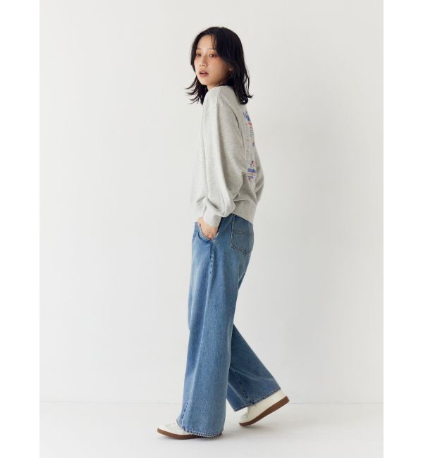 Ungrid「【WEB限定】ボタンデザインハイウエストストレートデニム」|デニム|