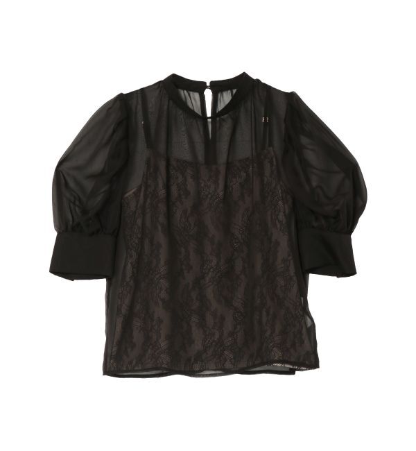 LAGUNAMOON「ハーフスリーブレースキャミシアーブラウス」|シャツ・ブラウス|