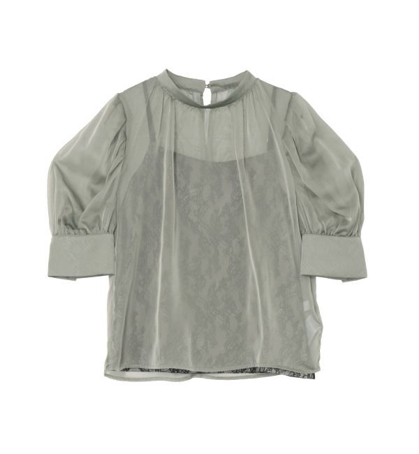 LAGUNAMOON「ハーフスリーブレースキャミシアーブラウス」|シャツ・ブラウス|