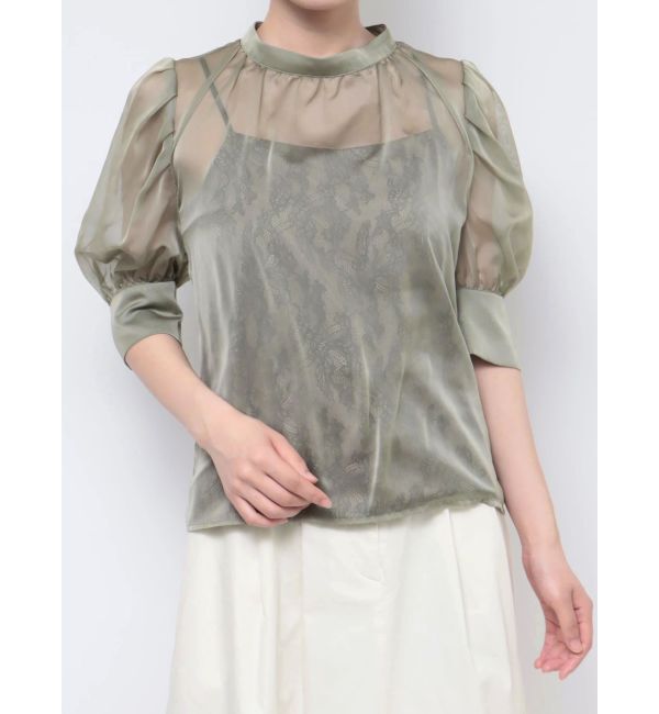 LAGUNAMOON「ハーフスリーブレースキャミシアーブラウス」|シャツ・ブラウス|