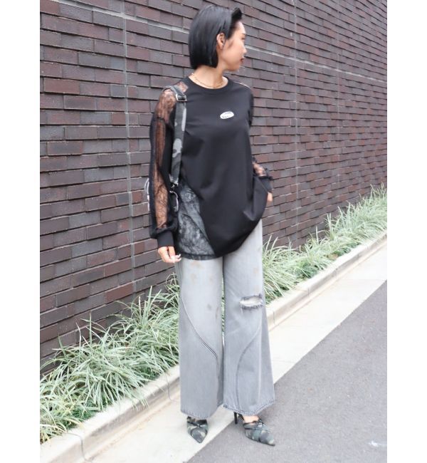 EVRIS「グランジルーズワイドデニムパンツ」|デニム|