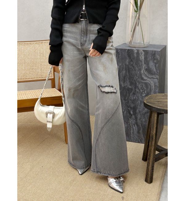 EVRIS「グランジルーズワイドデニムパンツ」|デニム|