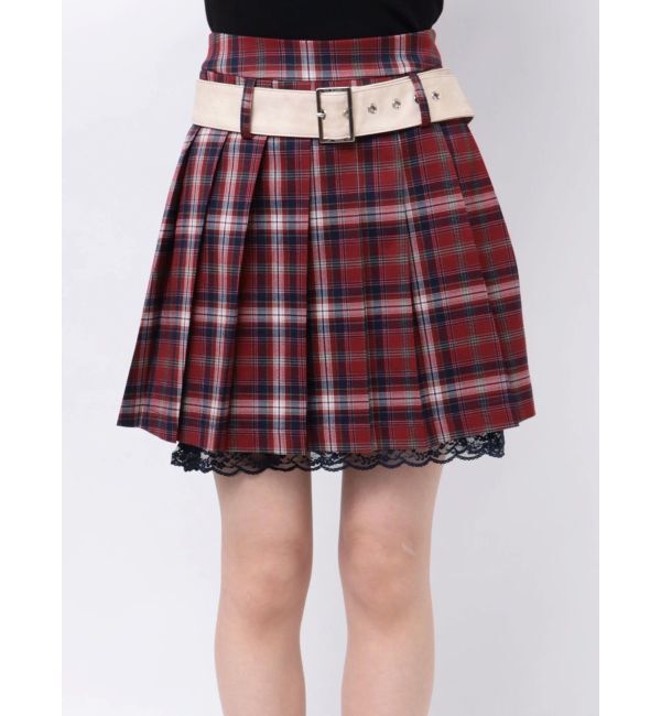 jouetie「ベルトヘムレースミニスカート【セットアップ対応】」|スカート|