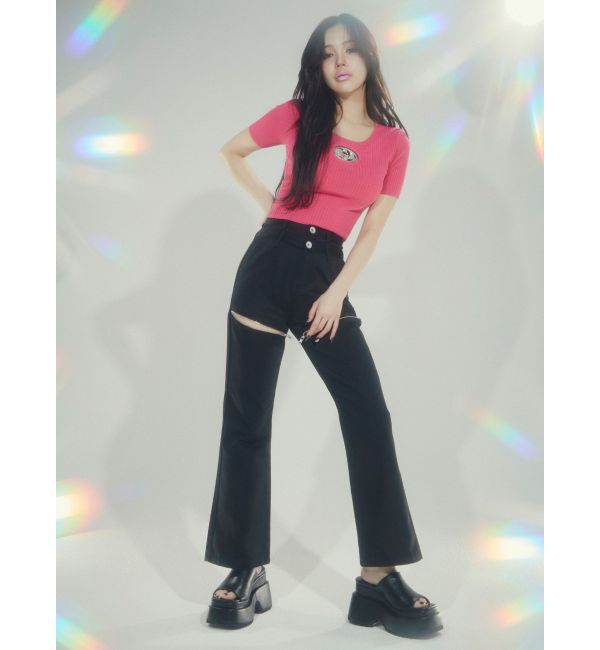 GYDA「WウエストThighs ZIPフレアパンツ」|その他|