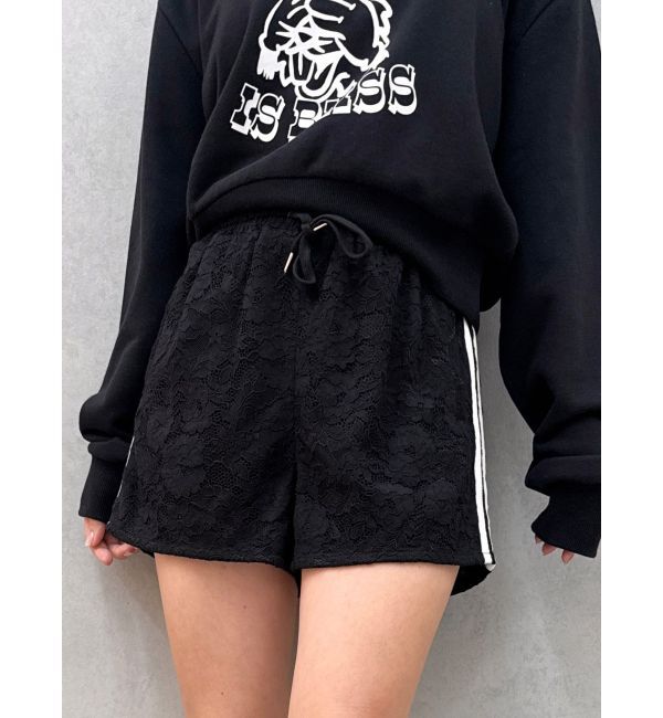GYDA「ラインレースショートパンツ」|その他|ブラック