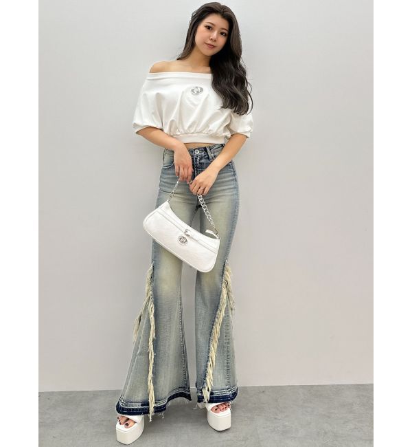 GYDA「GDエンボスオフショルトップス」|Tシャツ・カットソー|