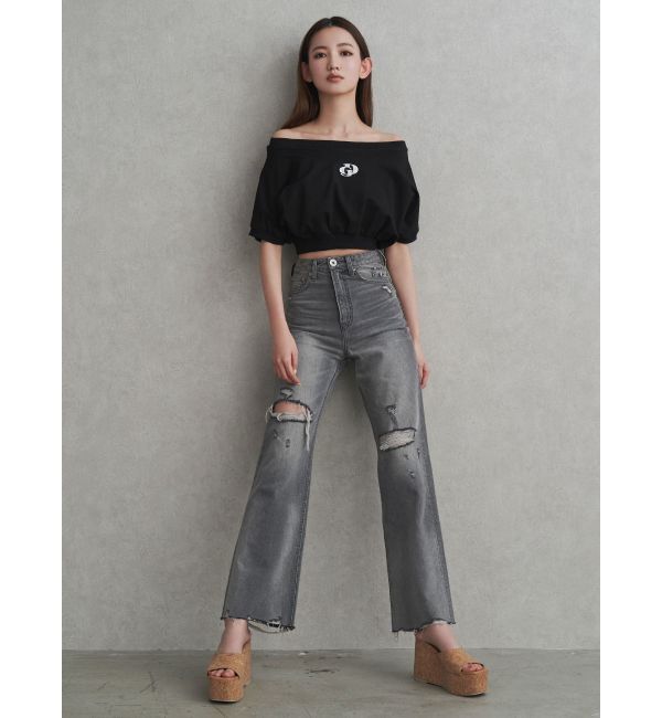 GYDA「GDエンボスオフショルトップス」|Tシャツ・カットソー|