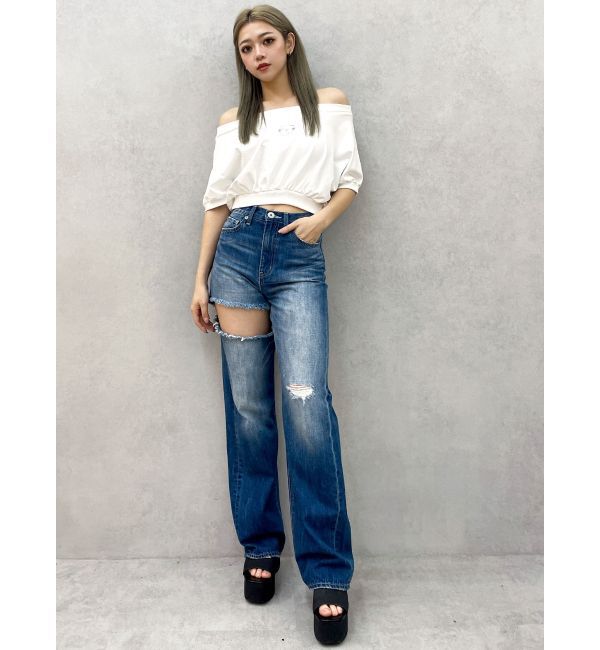 GYDA「GDエンボスオフショルトップス」|Tシャツ・カットソー|