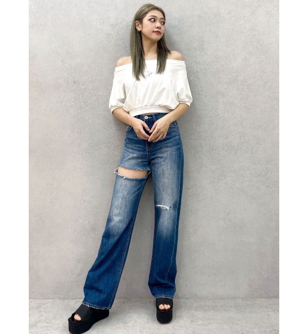 GYDA「GDエンボスオフショルトップス」|Tシャツ・カットソー|