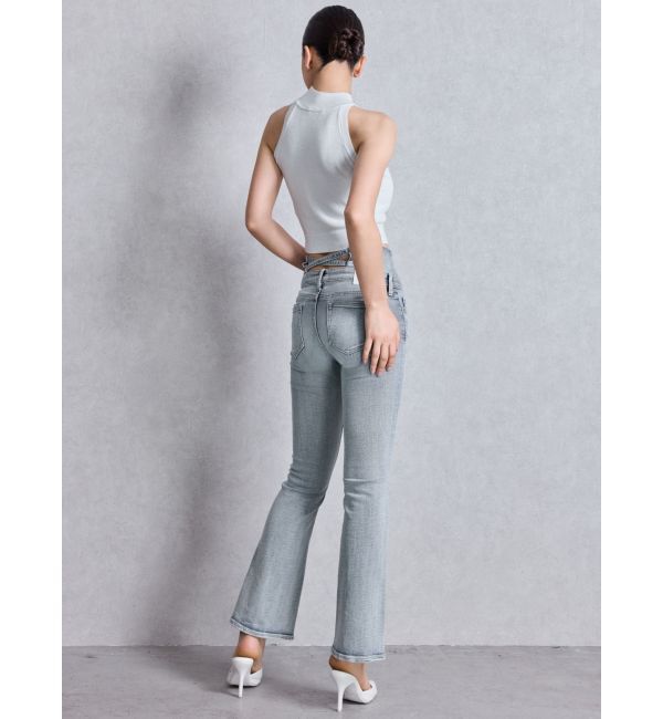 GYDA「NEWハイウエストBACKクロスフレアパンツ」|デニム|