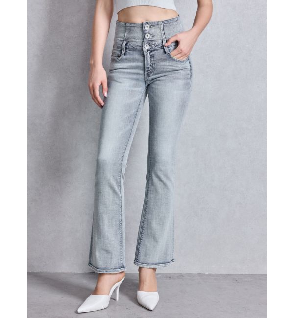 GYDA「NEWハイウエストBACKクロスフレアパンツ」|デニム|