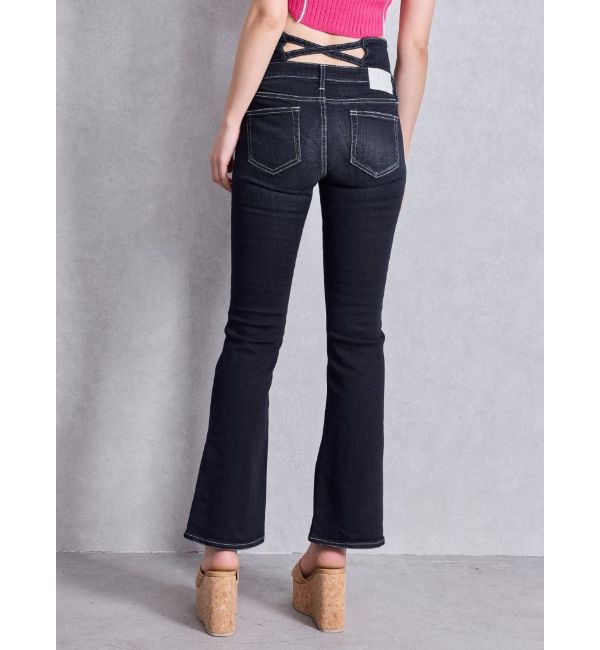 GYDA「NEWハイウエストBACKクロスフレアパンツ」|デニム|