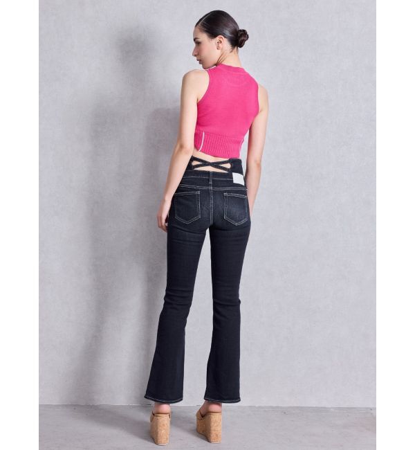 GYDA「NEWハイウエストBACKクロスフレアパンツ」|デニム|