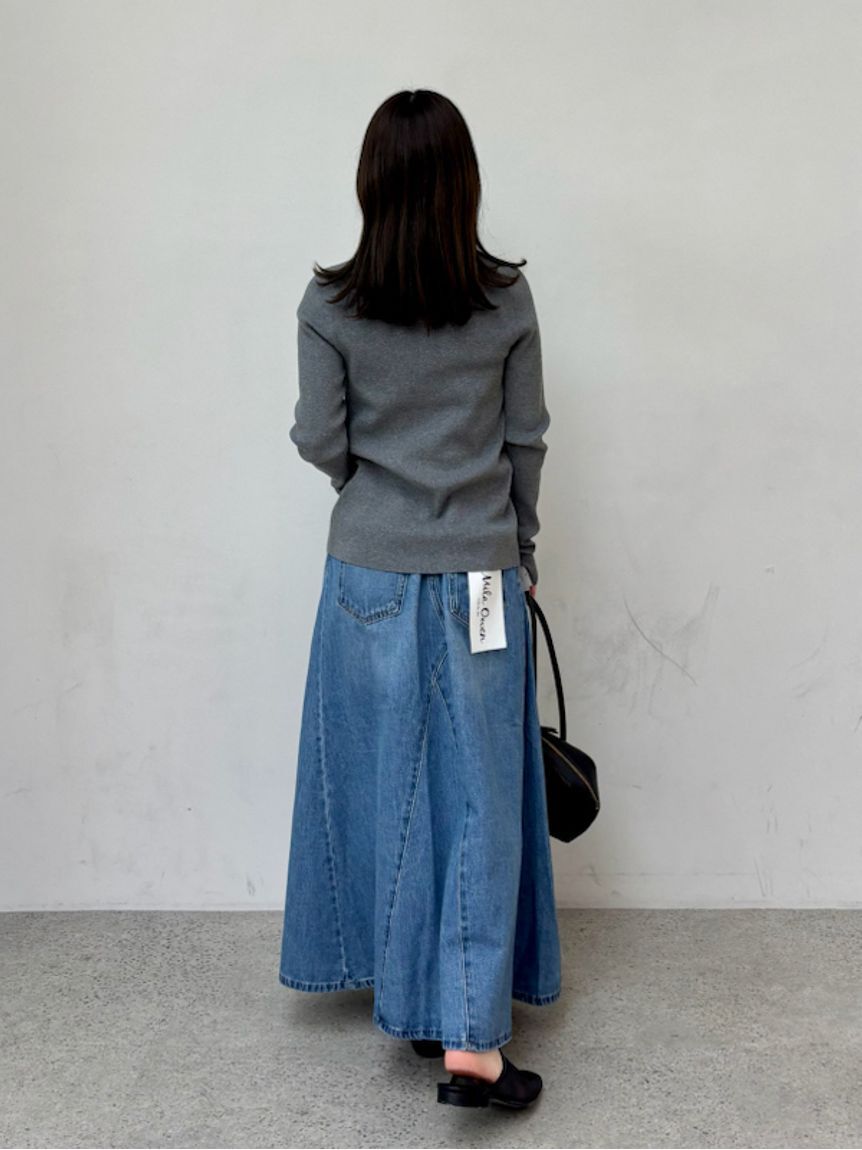 Mila Owen「後ろゴムマチデザインフレアデニムスカート【ウォッシャブル】」|スカート|