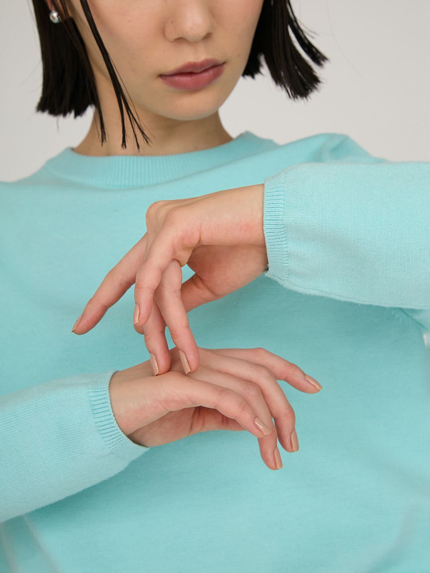 emmi atelier「ウール混emmiロゴクルーネックニットトップス」|ニット・セーター|