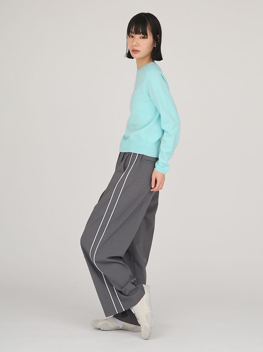 emmi atelier「ウール混emmiロゴクルーネックニットトップス」|ニット・セーター|