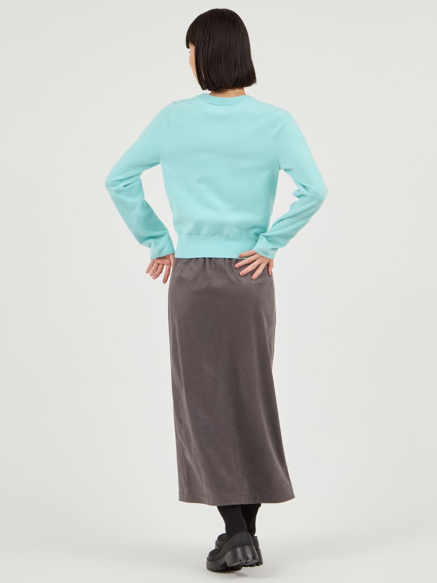 emmi atelier「ウール混emmiロゴクルーネックニットトップス」|ニット・セーター|