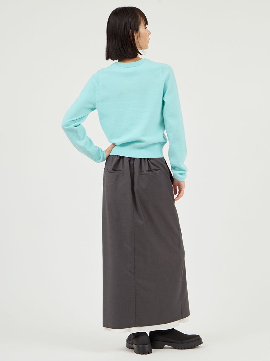 emmi atelier「ウール混emmiロゴクルーネックニットトップス」|ニット・セーター|