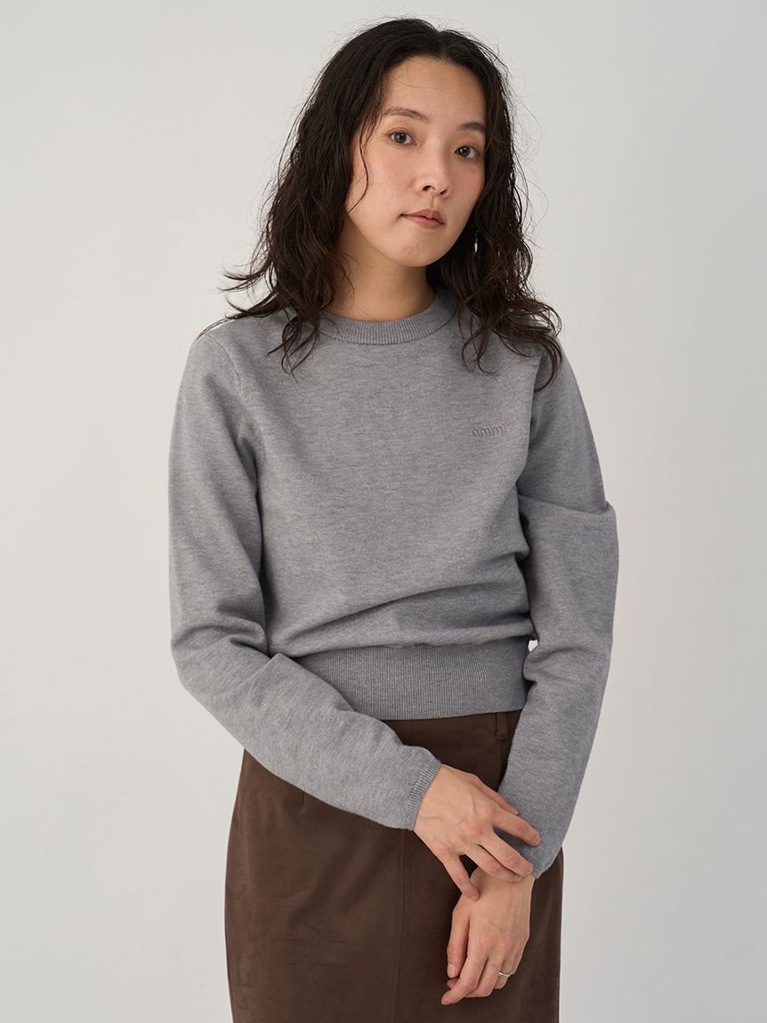 emmi atelier「ウール混emmiロゴクルーネックニットトップス」|ニット・セーター|