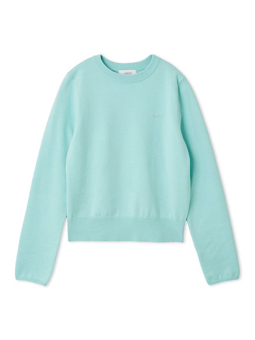 emmi atelier「ウール混emmiロゴクルーネックニットトップス」|ニット・セーター|
