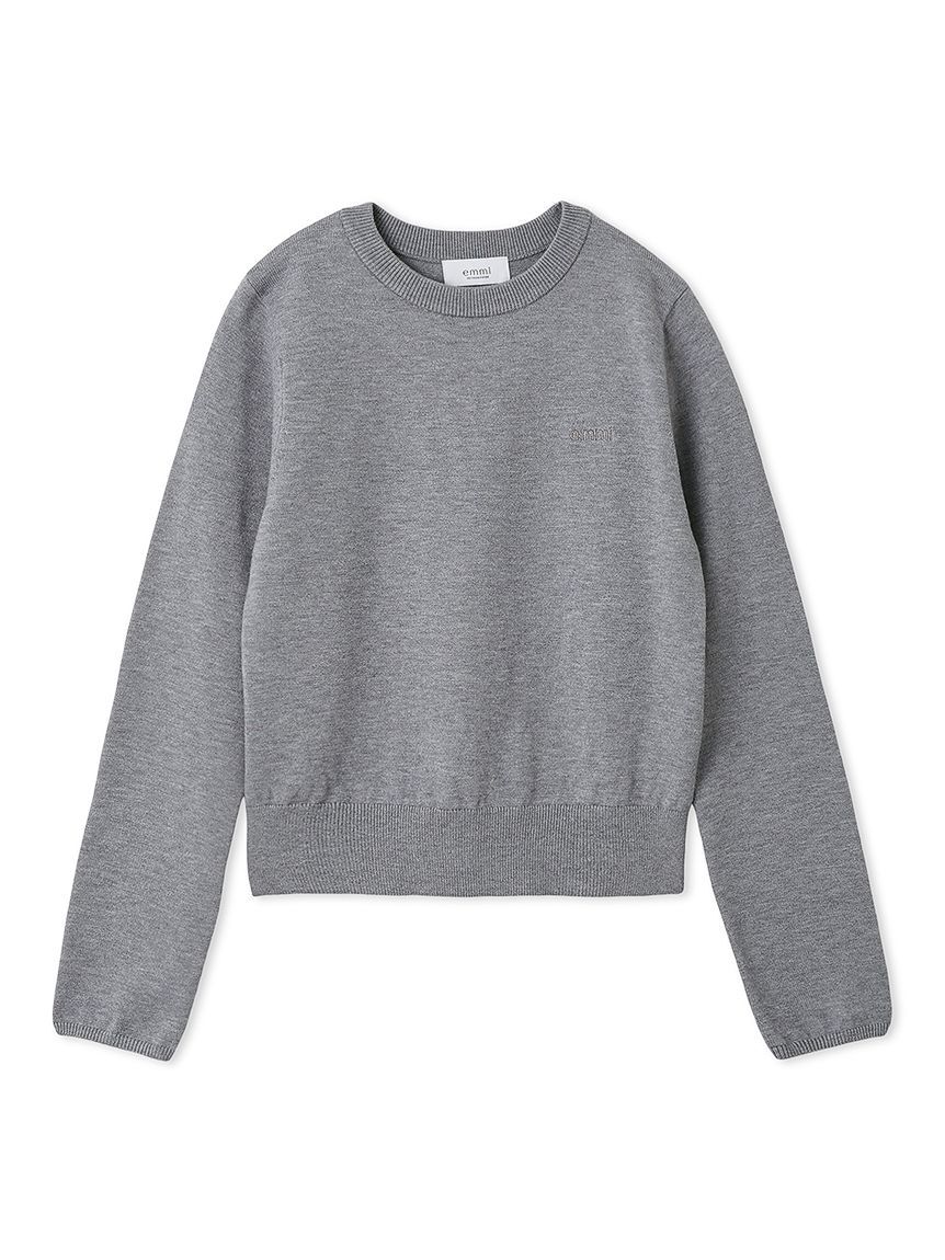 emmi atelier「ウール混emmiロゴクルーネックニットトップス」|ニット・セーター|