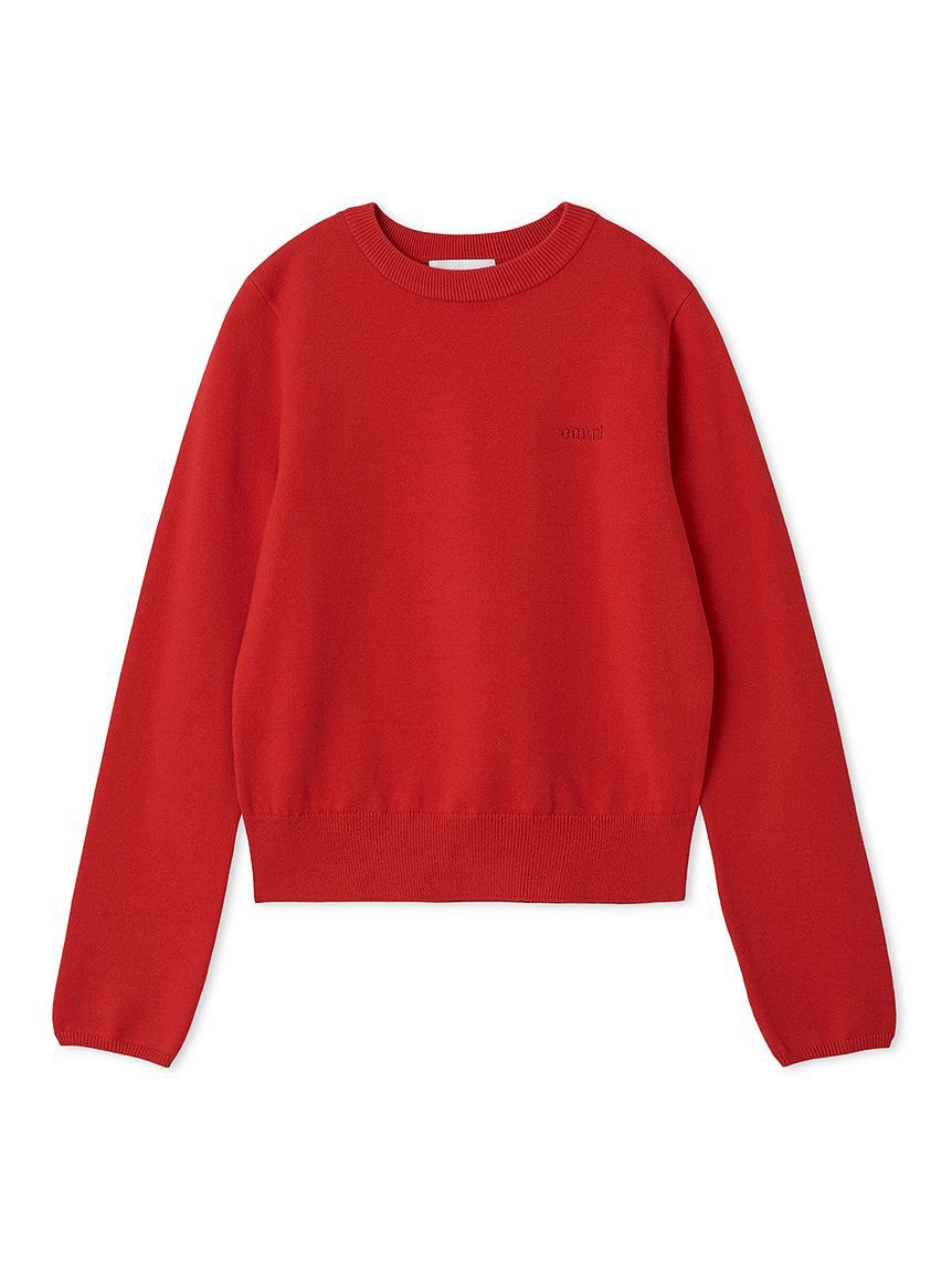emmi atelier「ウール混emmiロゴクルーネックニットトップス」|ニット・セーター|