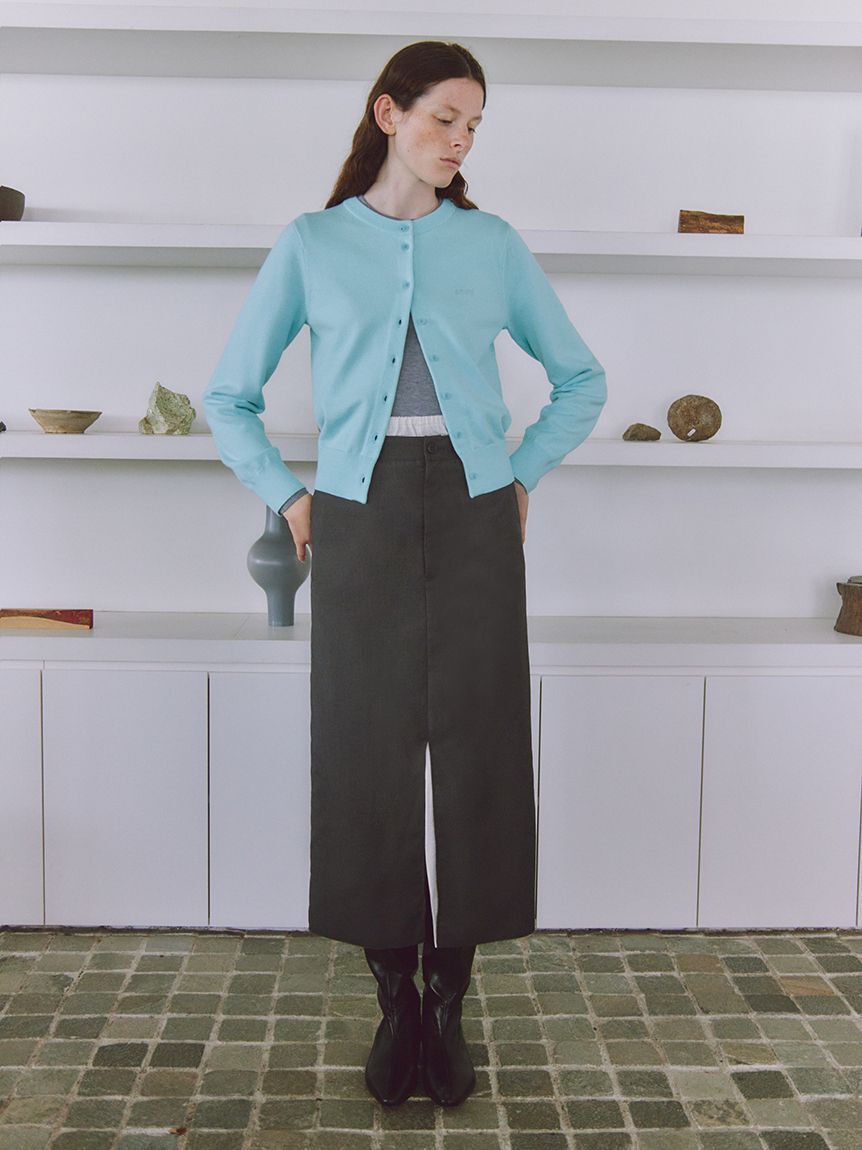 emmi atelier「ウール混emmiロゴクルーネックニットトップス」|ニット・セーター|