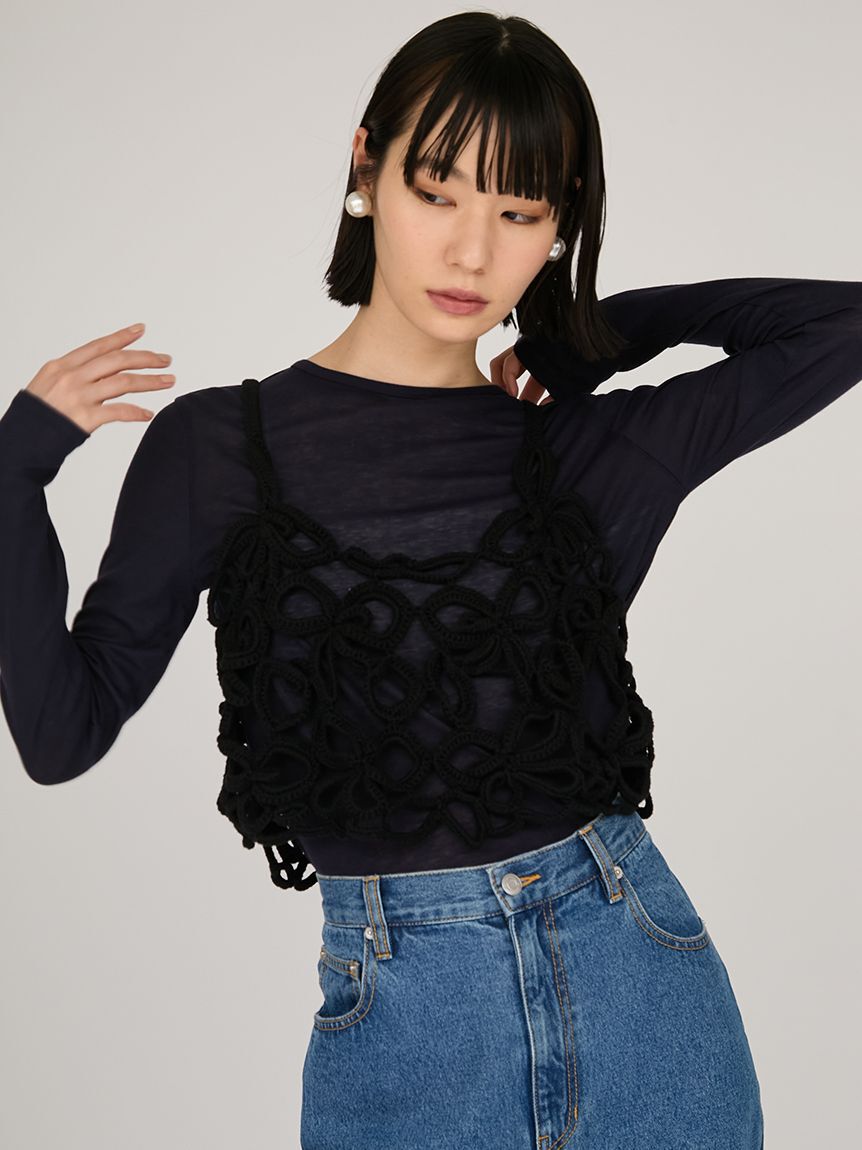 emmi atelier「かぎ針ハンドニットビスチェ」|ベスト・ジレ|