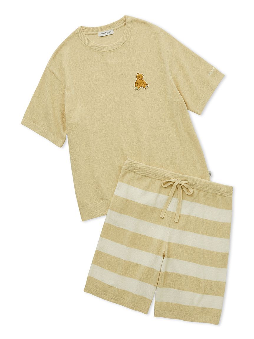 GELATO PIQUE HOMME「【ONLINE限定】【HOMME】エアモコベアワンポイントセットアップ」|ルームウェア|YEL