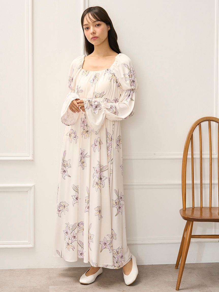 gelato pique「【MUCHA】リリー柄カップインワンピース」|ルームウェア|