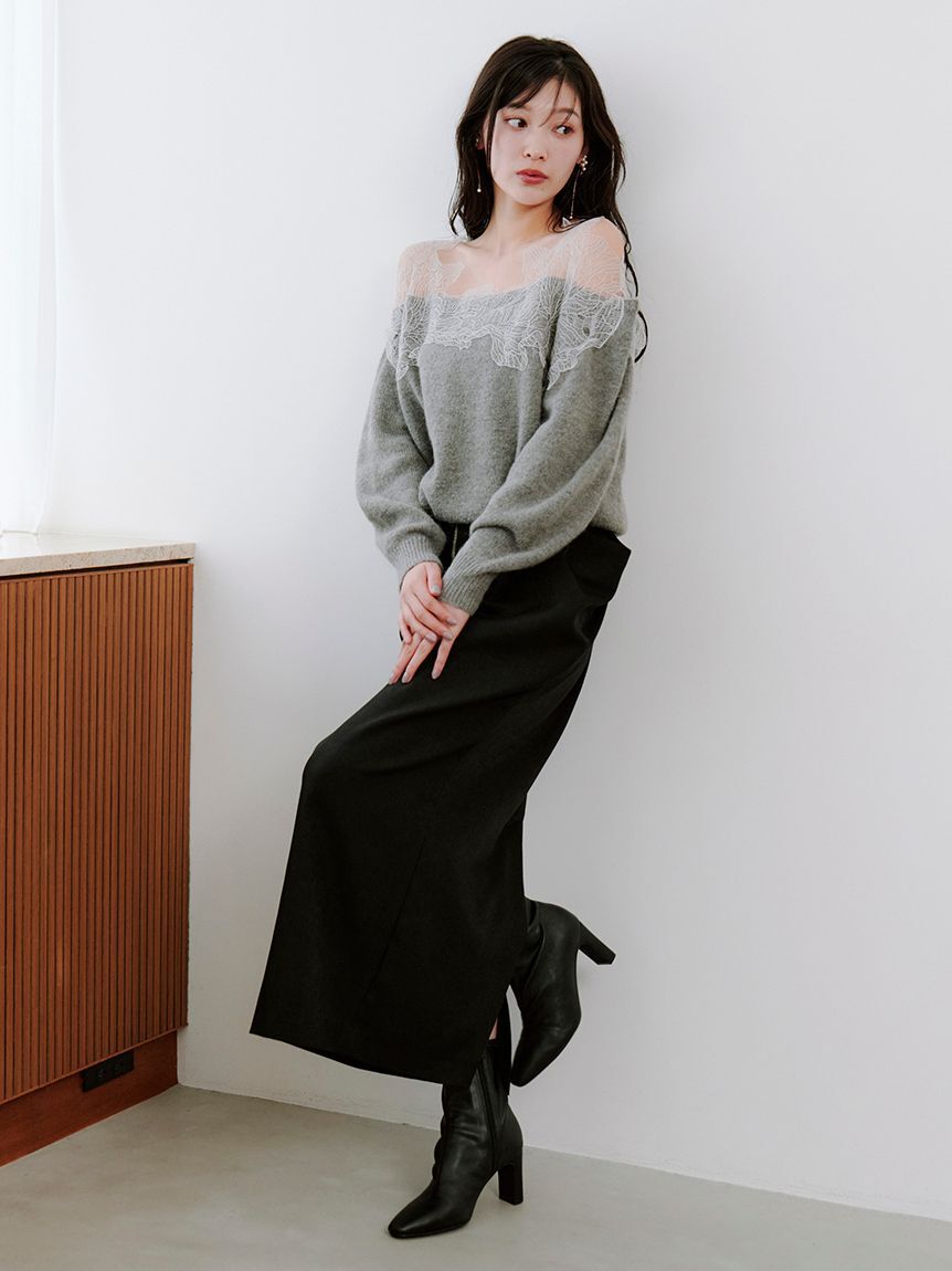 SNIDEL「アシメジップドレープスカート」|スカート|